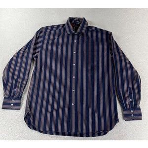 Tommy‎ Hilfiger 80’s 2 Ply Fabric Men's Sz L Stripes Colorful Button Down Shirt
